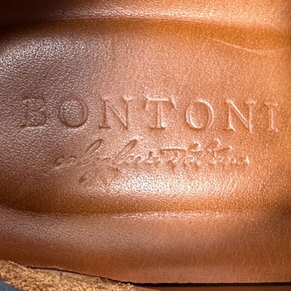 Bontoni Burnished Leather Sneakers Men’s 11.5 Dark Blue Shoes $650 Lace Up - Picture 7 of 10